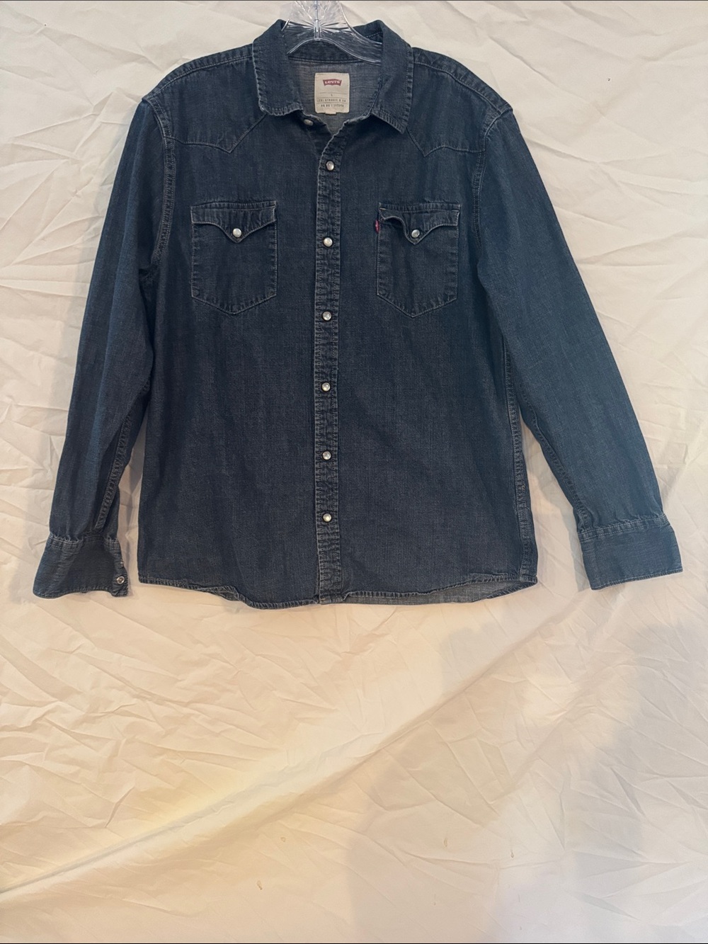 Levi's Men's Pearl Button Dark Blue Denim Western Button-Down Shirt
